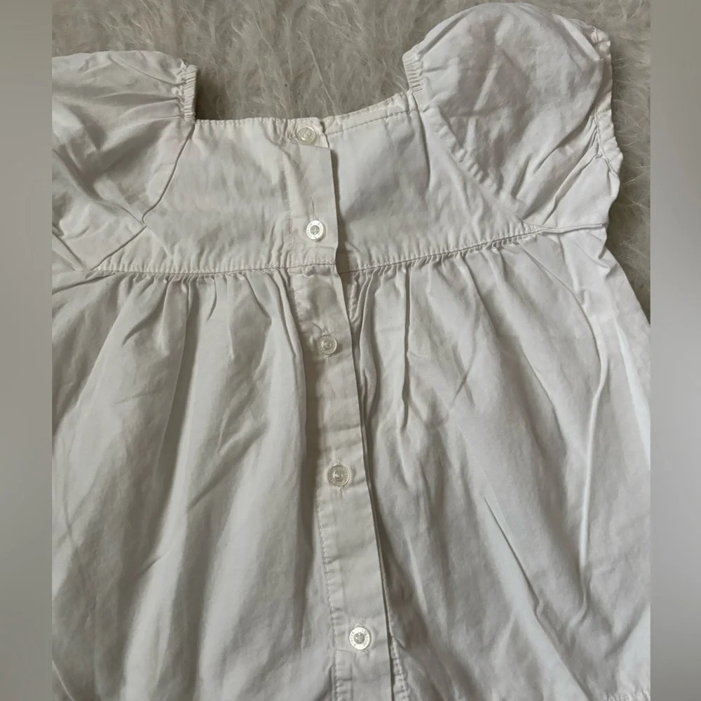 Vintage OshKosh B'gosh White Blouse with Multicolor Floral Embroidery